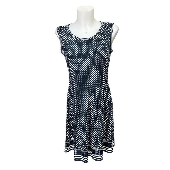 MAX STUDIO Polka Dots Black & White Sleeveless Fit Flare Dress Retro Sz S NEW - Picture 1 of 8